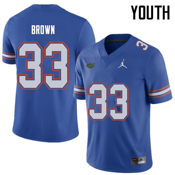 NCAA Florida Gators Mack Brown Youth #33 Jordan Brand Royal Stitched Authentic College Football Jersey APS3264PX